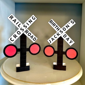 鉄道標識 踏切標識 鉄道道路標識 列車 誕生日 DIY パーティー アクティビティ 印刷可能な列車の装飾 踏切信号ファイル