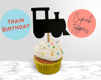 Train Cupcake Toppers, Train Birthday Decor, Train Birthday Party, Toddler Train Birthday, Train Cake Topper, Train Cupcake Toddler Birthday