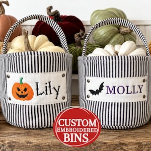 candy bag for toddler boy Halloween Candy bin personalized name embroidered custom trick-or-treat bin Trick-or-Treat Bag Custom Candy Bag