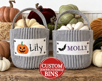 candy bag for toddler boy Halloween Candy bin personalized name embroidered custom trick-or-treat bin Trick-or-Treat Bag Custom Candy Bag