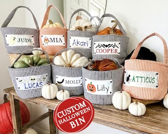 candy bag for toddler boy Halloween Candy bin personalized name embroidered custom trick-or-treat bin Trick-or-Treat Bag Custom Candy Bag