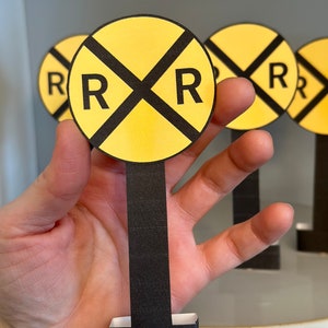 Railroad Sign, Train Crossing Sign, Rail Road Sign, Train Birthday DIY, Party Activity, Printable Train Decorations, Print Create, TRA123