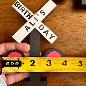 Personalized Railroad Crossing Sign, Mini Table Top Railroad Crossing Birthday Sign, Train Birthday Decor, Train Party Decoration, TRA123 image 10