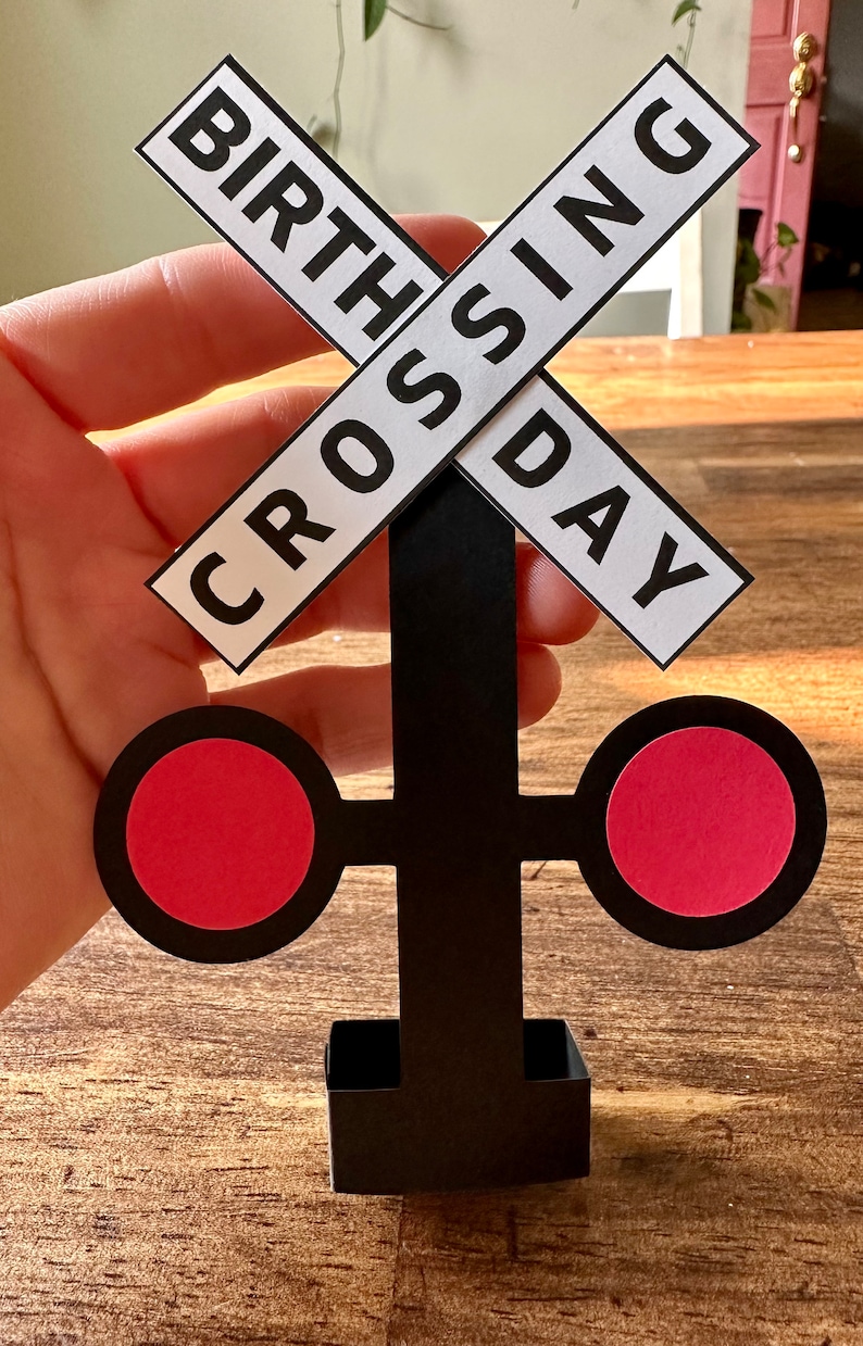 Personalized Railroad Crossing Sign, Mini Table Top Railroad Crossing Birthday Sign, Train Birthday Decor, Train Party Decoration, TRA123 Birthday Crossing