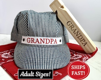 Personalized Train Hat Personalized Train Whistle Train Hat for Grandpa Train Hat for Dad Adult Train Hat Men's Train Hat Father's Day Hat