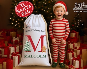 XL Custom Santa Bag Jumbo Christmas Sack from Santa Gingerbread Santa Bag Christmas Gift Bag Christmas Gift Sack Gingerbread Christmas Bag