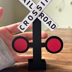 Personalized Railroad Crossing Sign, Mini Table Top Railroad Crossing Birthday Sign, Train Birthday Decor, Train Party Decoration, TRA123 Railroad Crossing