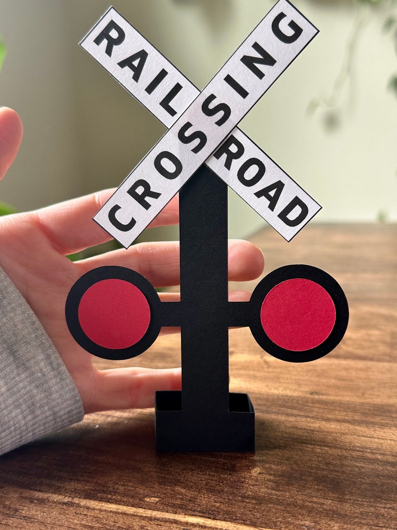 Personalized Railroad Crossing Sign, Mini Table Top Railroad Crossing Birthday Sign, Train Birthday Decor, Train Party Decoration, TRA123 Railroad Crossing