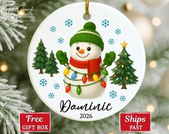 Personalized Snowman Christmas Ornament Custom Name Kids Ornament Snowman Ornament 2026 Toddler Christmas Ornament Personalized Kid Ornament
