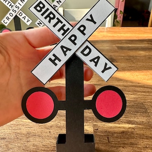 Personalized Railroad Crossing Sign, Mini Table Top Railroad Crossing Birthday Sign, Train Birthday Decor, Train Party Decoration, TRA123 Happy Birthday