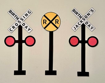 Birthday Crossing Digital Download Sign, Railroad Crossing Sign, Personalized Train Birthday Sign, DIY Boy Train Birthday Party Decor TRA118