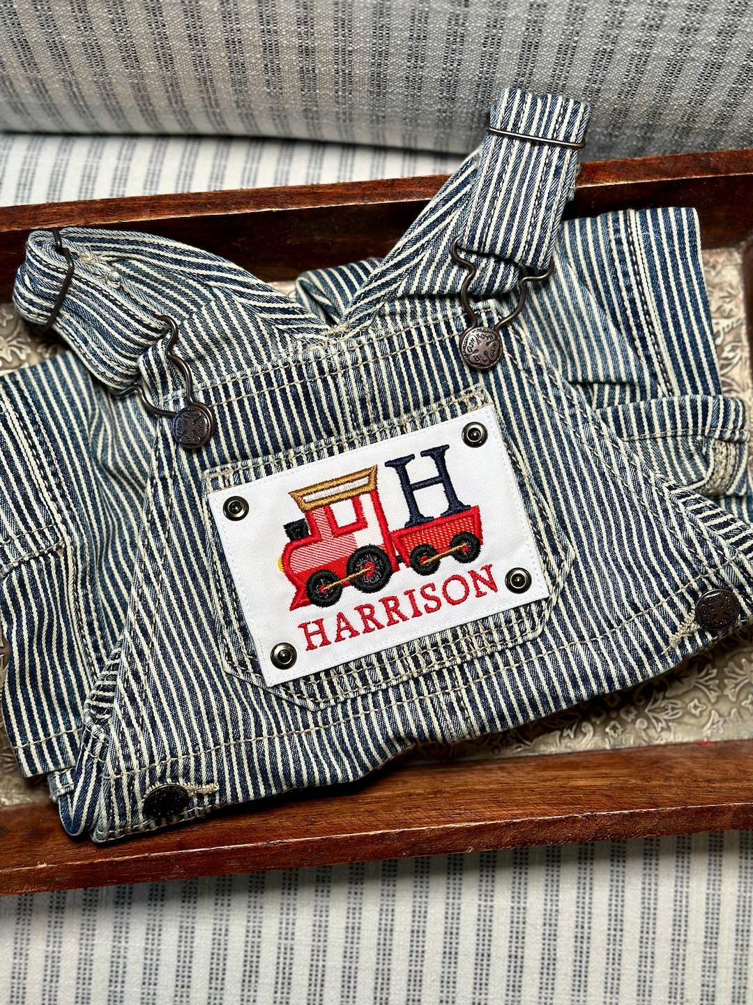Personalized Kids Overalls, Toddler Boy Train Outfit, Children Train