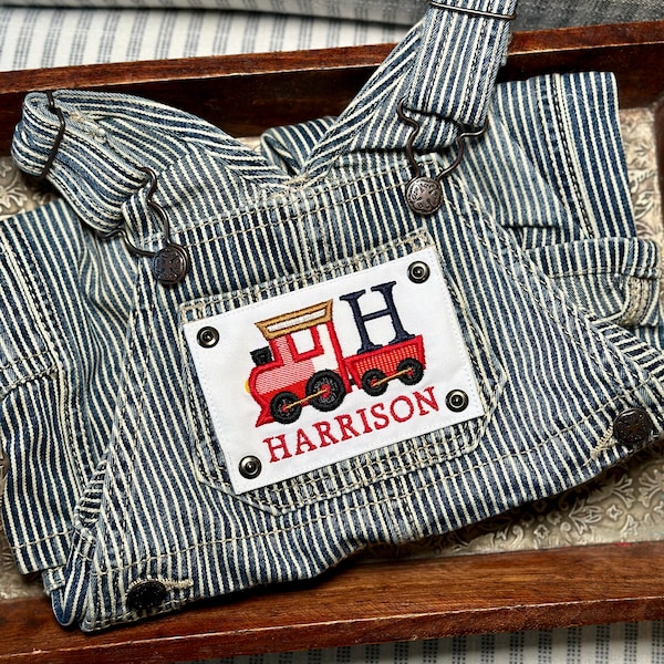 Personalized Kids Overalls, Toddler Boy Train Outfit, Children Train Engineer Overalls, Toddler Birthday Outfit, Toddler Boy Custom Overalls