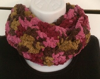 Fluffy Thick Chenille Infinity Scarf Neck Warmer Cowl Rose Mulberry Brown Green