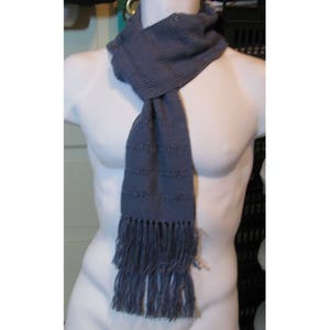 Unisex Handwoven Teal Scarf with Leno Lace Rows
