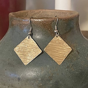 Handcrafted Classy Brass Textured Dangle Drop Earrings
