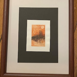 Sunset Watercolor Painting, Original Artwork, Miniature Art, Mini Artwork, Small Art
