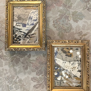 Original Mixed Media Collage and Acrylic Paint Series 1, Framed Mixed Media, Home Decor, Wall Art, Shelf Art, Miniature Art