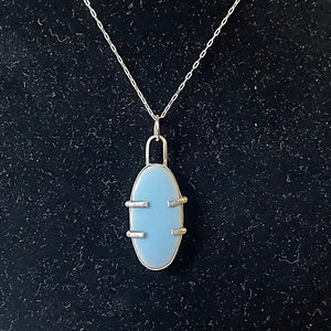 Blue Ceramic Necklace, Handcrafted Sterling Necklace, Handmade Jewelry