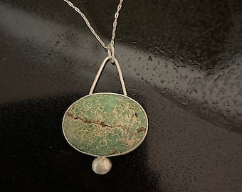 Handmade Regalite Necklace, Silver Necklace, Modern Handmade Jewelry, Green Necklace, Gift for Wife, Jewelry for Women, Birthday Gift