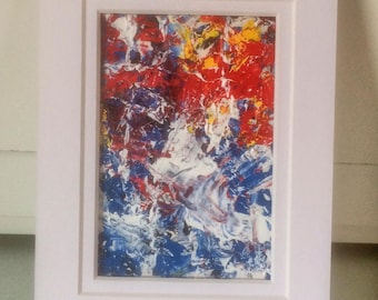 Contemporary Art Original Art 5x7 Acrylic Abstract Painting Red White Blue Small Artwork Contemporary Art