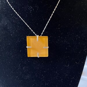 Yellow Glass Prongset Necklace, Handcrafted Necklace, Modern Necklace