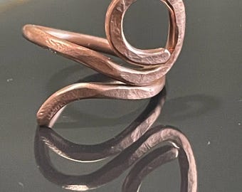 Handcrafted Hammered and Textured Copper Wire Ring for Woman Size 6