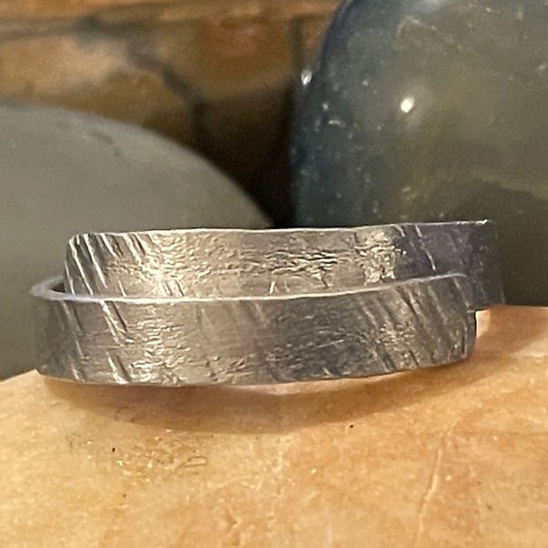 Modern and Edgy: Textured Aluminum Wraparound Ring - Unique Handcrafted Jewelry Size 7