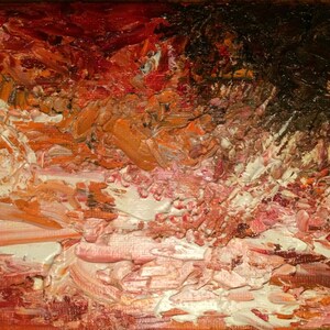 Contemporary Art Original 5 x 7 Palette Knife Abstract Oil Painting #204 Small Artwork Heavy Impasto