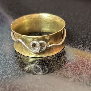 Handcrafted Brass and Sterling Silver Spinner Ring