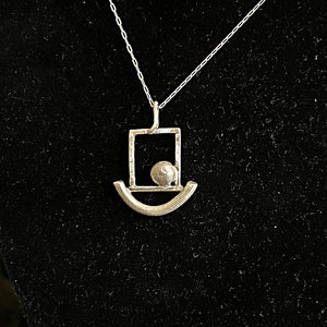 Geometric Silver Necklace, Handcrafted Silver Jewelry