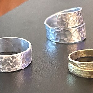 Handcrafted Hammered Rings Aluminum Brass Wraparound Bypass US Womens Size 8