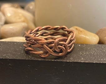 Handcrafted Twisted Copper Wire Ring - Unique and Stylish Jewelry US Size 7