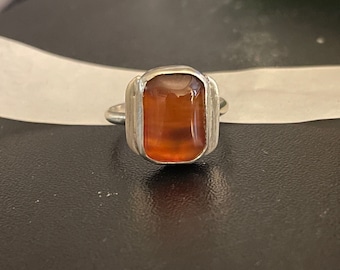 Handmade Natural Carnelian Ring, Sterling Silver Ring, Handcrafted Jewelry for Her, Size 9 Ring