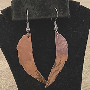 Unique Handcrafted Hammered Copper Leaf Earrings - Nature Inspired Jewelry