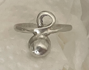 Handcrafted Sterling Silver Bead and Loop Ring for Women Size 7, Jewelry Gifts for Women, Rings for Her
