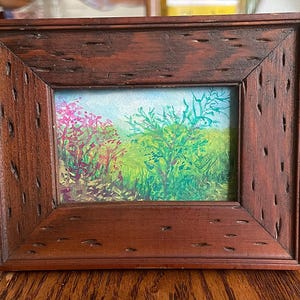 Kleines Original Aquarellbild im Rahmen, Miniaturkunst