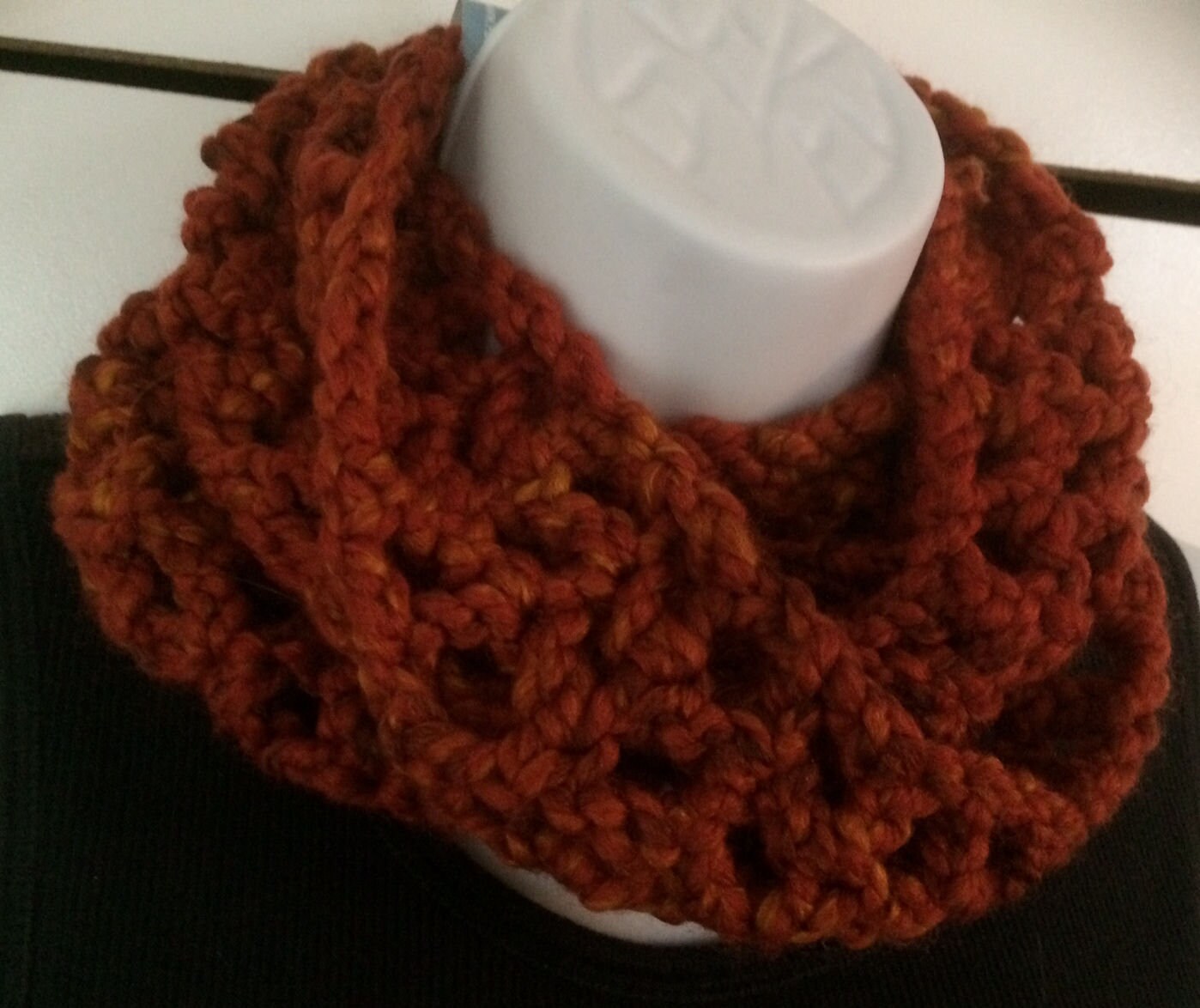 Super Chunky Crochet Infinity Scarf Neckwarmer Cowl Rust Color - Etsy