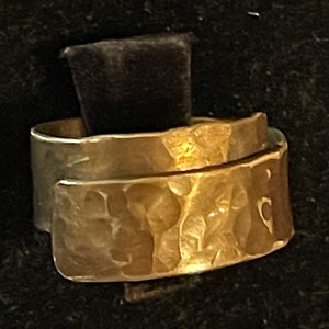 Handcrafted Artisan Hammered Brass Wraparound Ring Size US 7