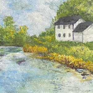 6 x 8 Original Acrylic Painting - House By The River, Acrylic Artwork, Wall Decor, Home Decor, Host Gift, Housewarming Gift, Gift for Friend