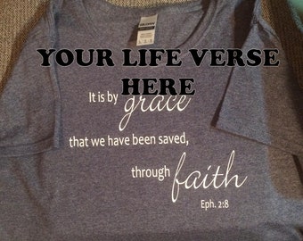 CUSTOM Christian Shirt T Shirt YOUR Life Verse Religious Gift for Mom Friend