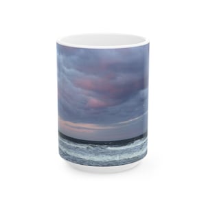 Ocean Sunset Ceramic Mug, Beach Lover Gift, Travel Mug, Coastal Decor, Perfect for Relaxation, 15oz