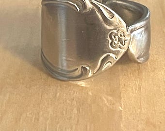 Upcycled Handcrafted Stainless Steel Spoon Ring Size 10