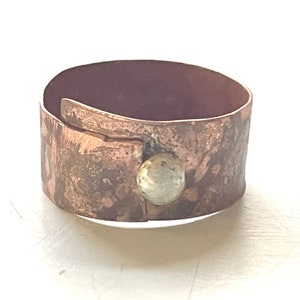 Oxidized Copper and Silver Ring, Handmade Jewelry