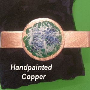 Handpainted Tie Clasp, Copper Tie Clasp, Mens Tie Clasp, Mens Jewelry, Mens Accessories, Cool Scribbles