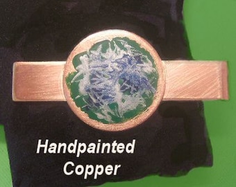Handpainted Tie Clasp, Copper Tie Clasp, Mens Tie Clasp, Mens Jewelry, Mens Accessories, Cool Scribbles
