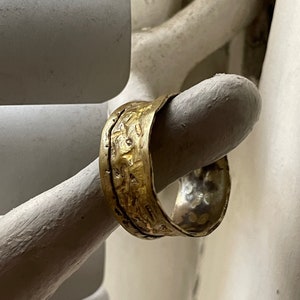 Handcrafted Brass Band Ring Organic and Soft Texturing Size 11