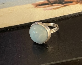 Sterling Silver Blue Calcite Pinky Ring, Handcrafted Jewelry, Handcrafted Ring, Calcite Jewelry