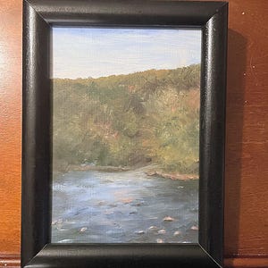 5x7 Framed Acrylic Painting, Pennsylvania Riverscape, Original Art, Home Decor, Wall Decor