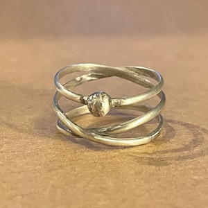 Handcrafted Sterling 3 Band Crossover Ring